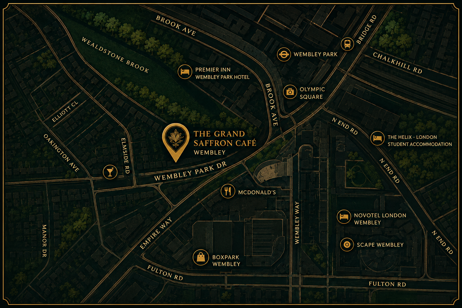 Map to The Grand Saffron in Wembley